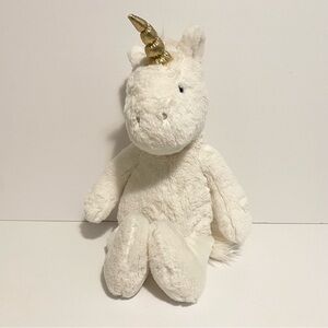 Pottery Barn Unicorn Plush White Gold Horn Stuffed Animal Large 17” Toy Horse